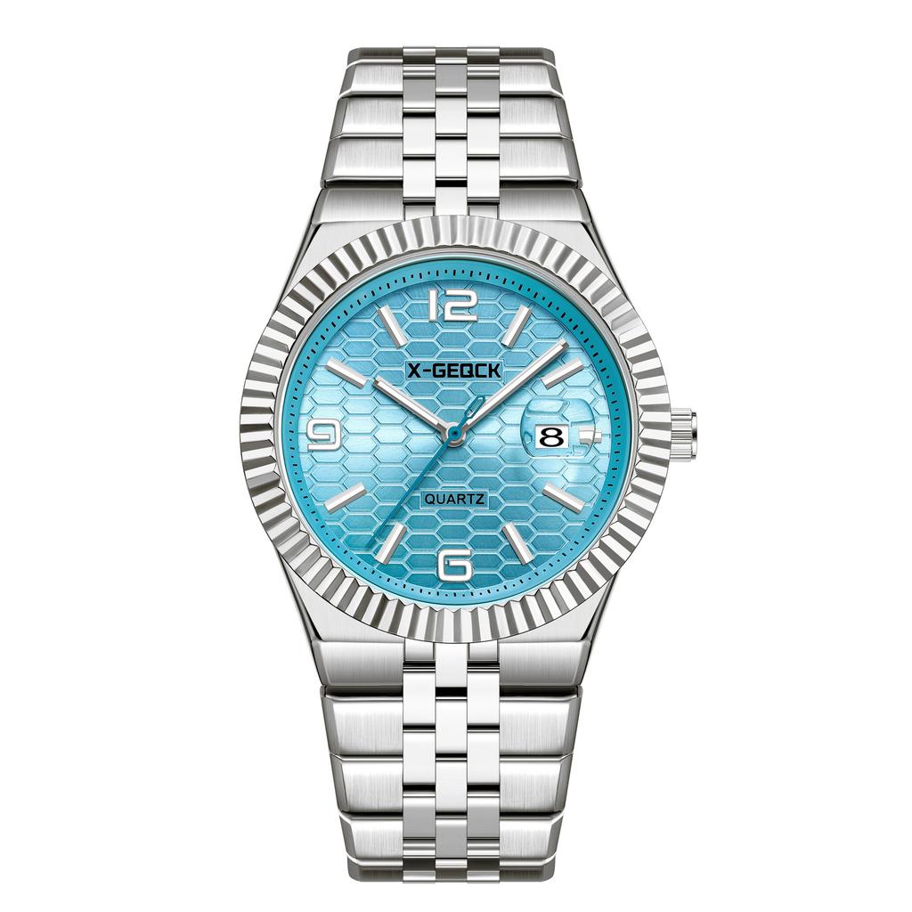 High Quality Luxury Stainless Steel Strap Quartz Watch Calendar Multi Color Waterproof Night Light Men's Watch