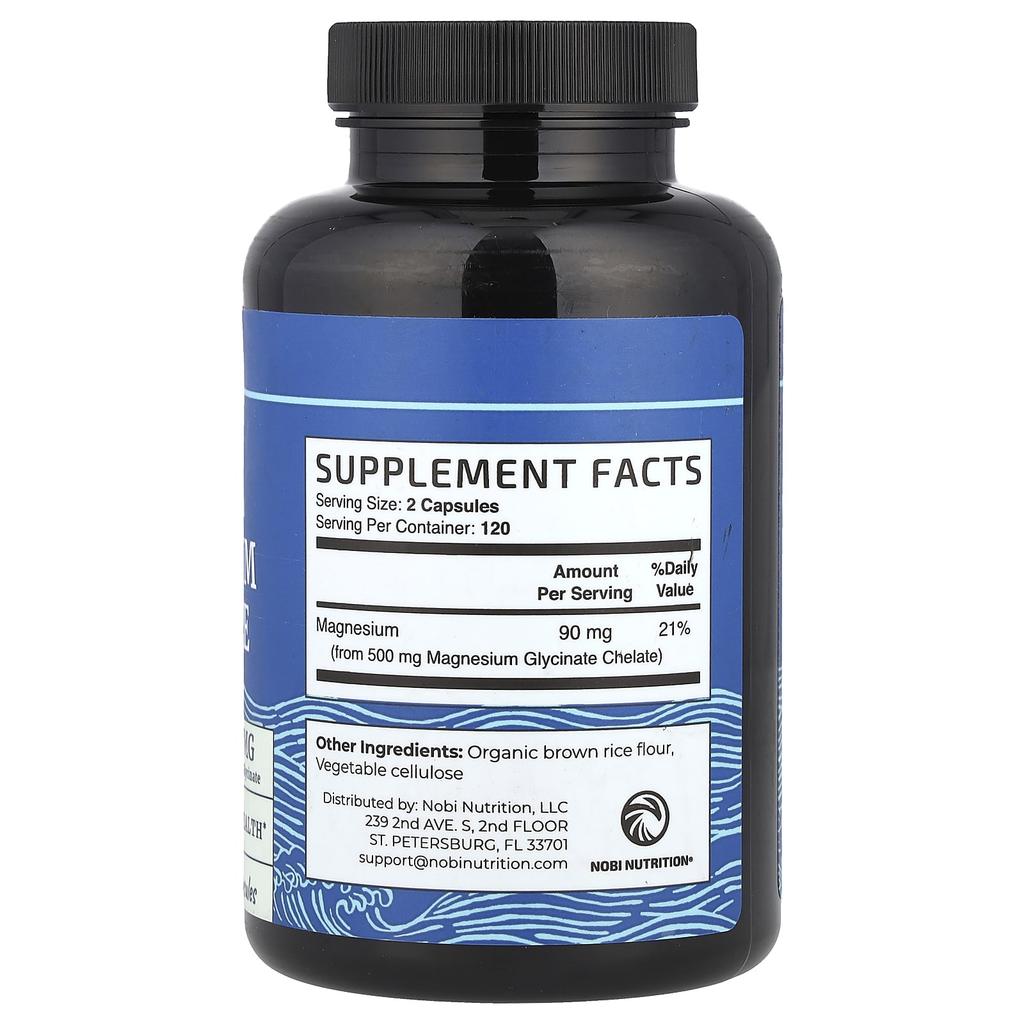 Nobi Nutrition Magnesium Glycinate, 240 Capsules (250 Mg Per Capsule)