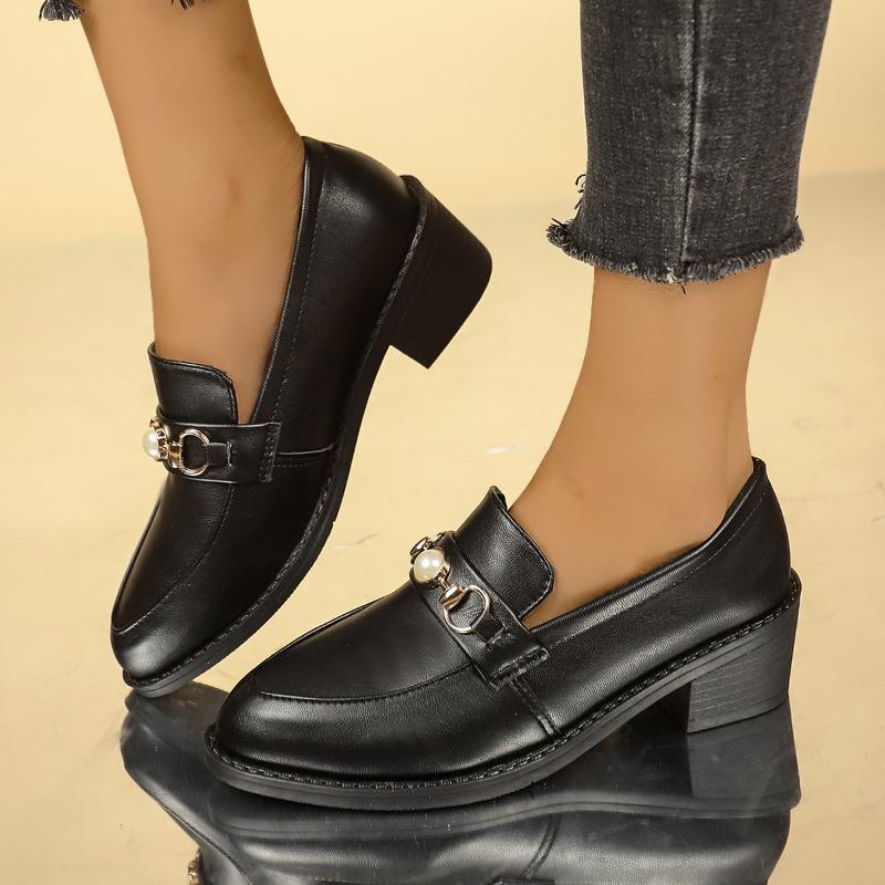 Große Größe Lässige Einzelne Schuhe Damen Frühling und Herbst Neue Plateau Metall Schnalle Loafer