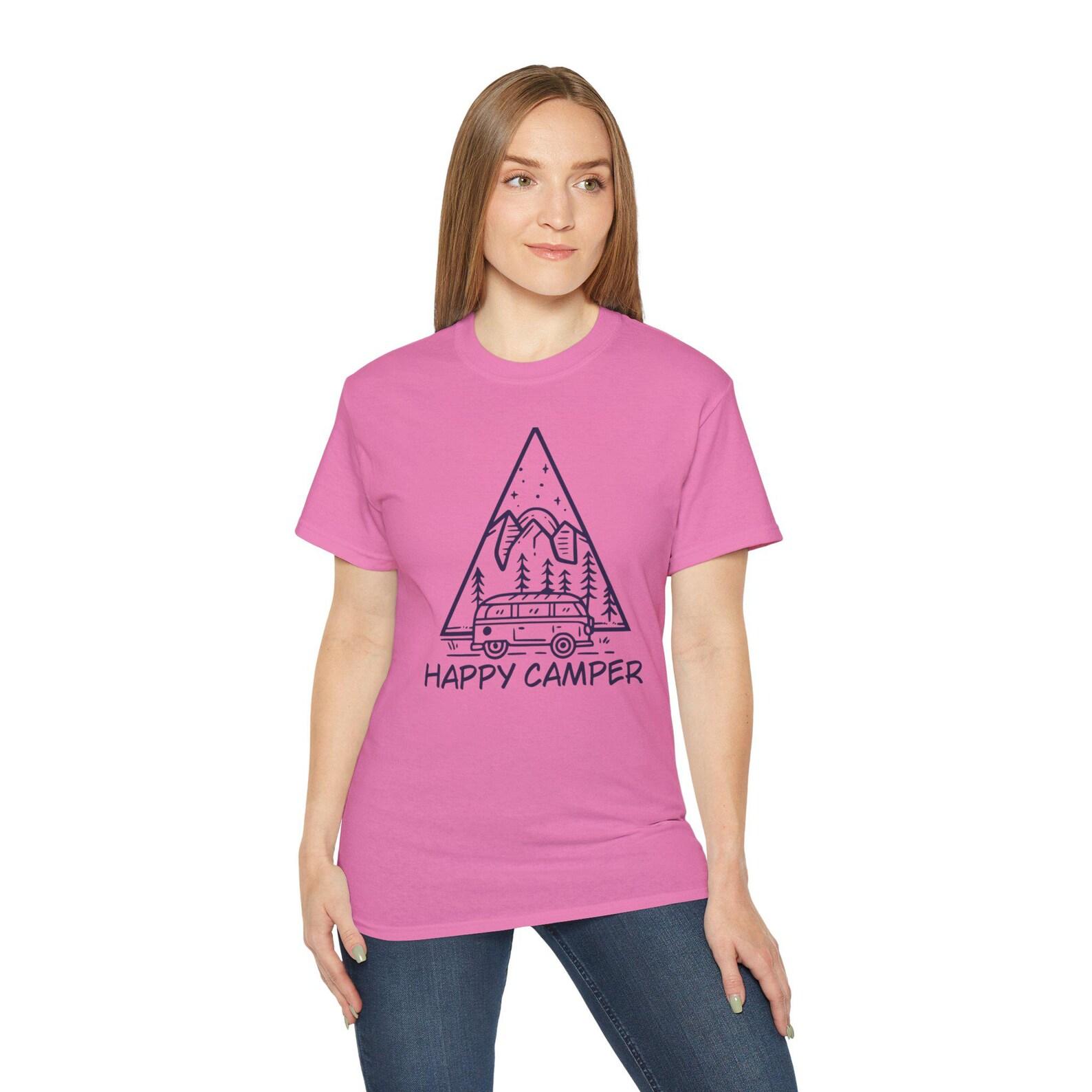 Happy Camper T-Shirt, Camping Shirt, Adventure Tee, Nature Lover Top, Outdoor Enthusiast Gift M