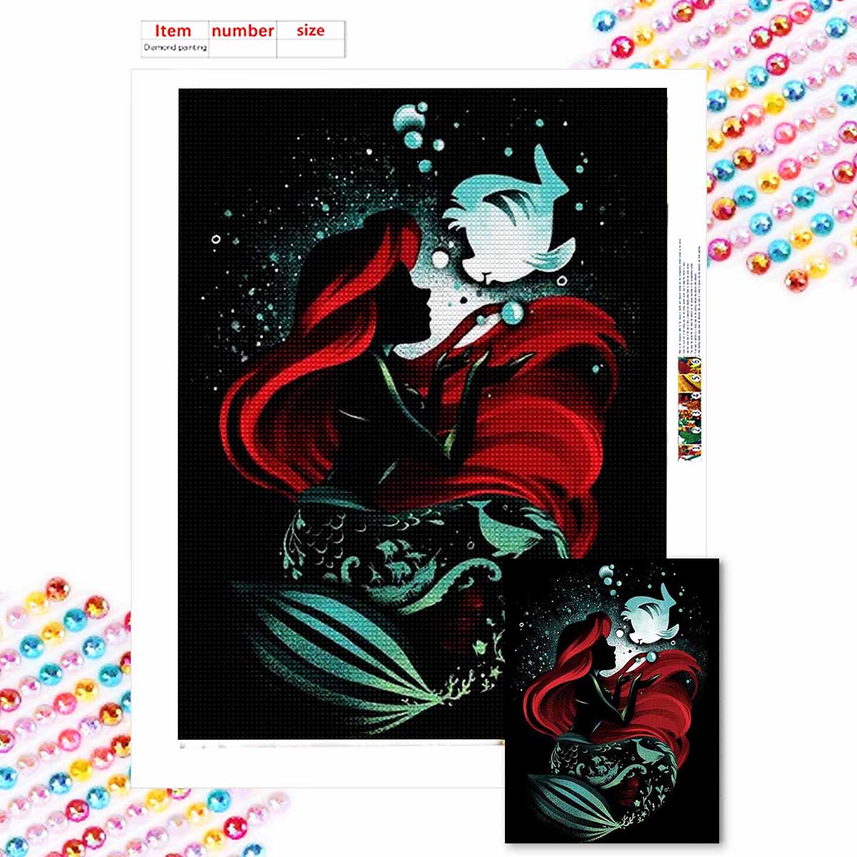 

DIY Diamond Painting The Mermaid and Her Companions Cross Stitch Kit Mosaic Art Diamond Painting Full Circle Diamond Home Decoration Round 20x30cm