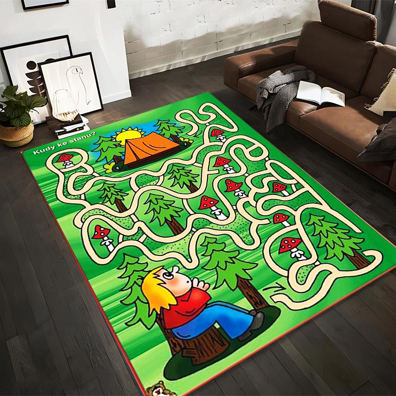 

Cartoon Forest Maze Carpet with Camping Design for Kids Room Decor Suitable for use as an anti-slip for living room bedroom sofas 40x60cm( 15x23in )