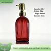 390ml Red Glass Press-Type Hand Soap/Shower Gel Bottle, Ideal for Hotel or B&B, Large Capacity.