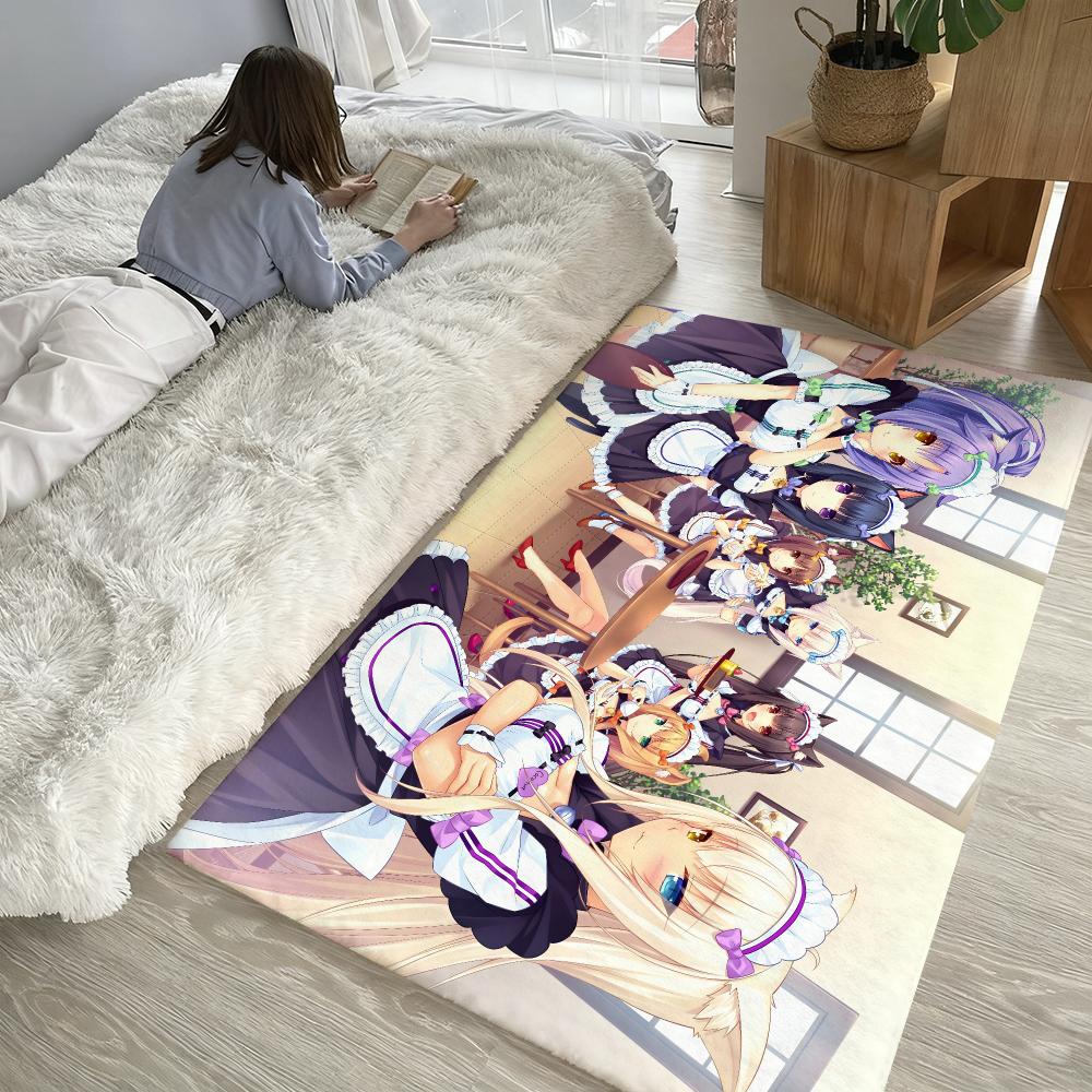 Anime Game N-Nekopara Floor Mat Soft Thickened Absorbent Non-Slip Bedroom Living Room Door Mat Home Decor Flannel Rugs