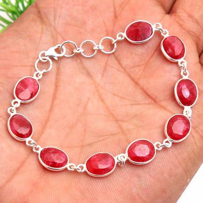 Ruby Bracelet, Silver Jewelry,7 To 7.25 Inch Bracelet, Silver Bracelet, Handmade Jewelry,