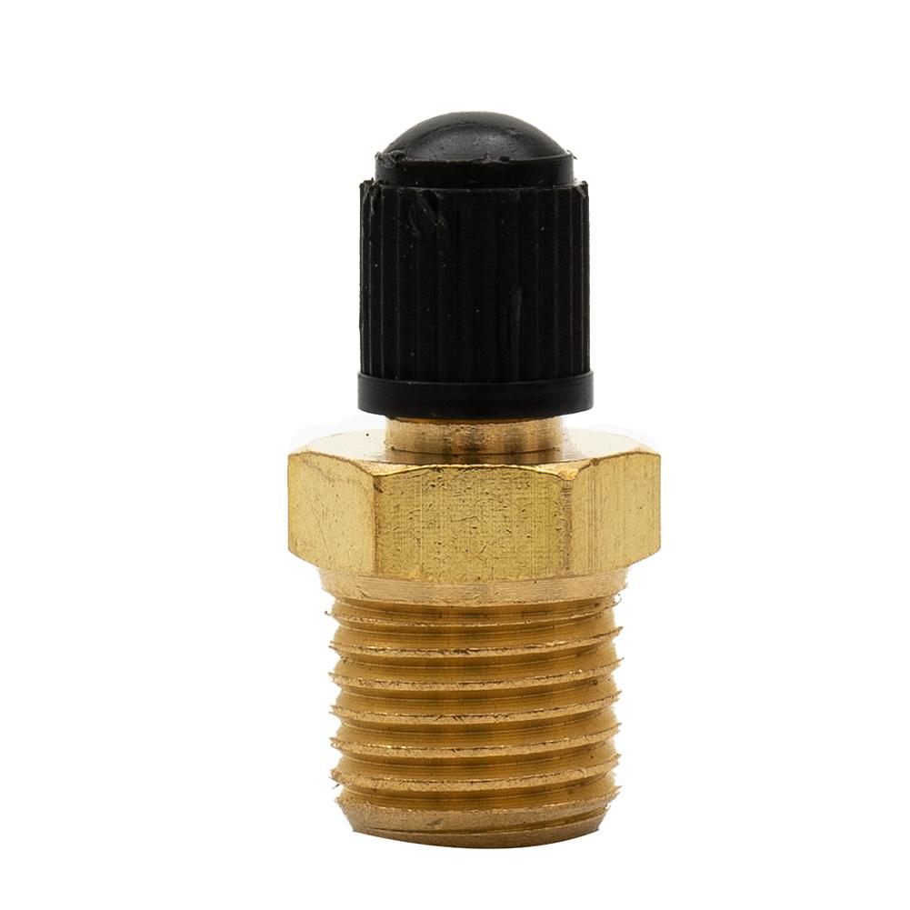 1/4 Inch NPT Brass Air Tank Fill Valve Solid Nickel Plated Brass Air Compressor Tank Fill Valve With Installed Core Plastic Cap