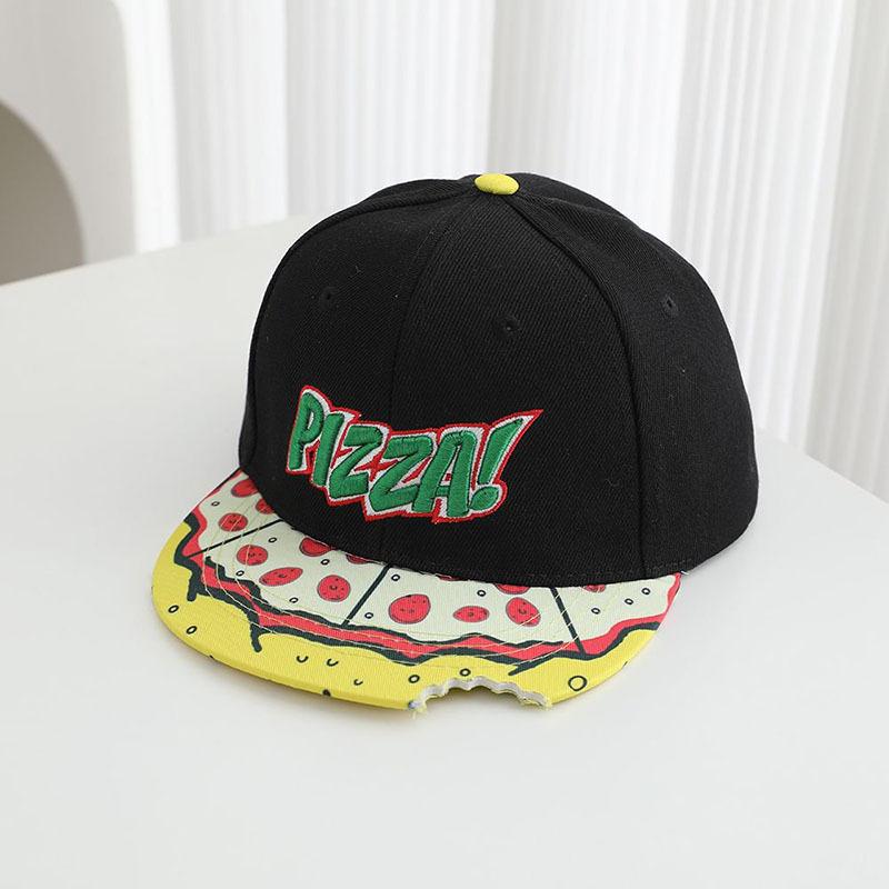 Stickerei Cartoon Pizza flacher Rand Hip Hop Hut Schirmkerbe Kinder Hip Hop Hut Jungen und Mädchen Baseballkappe