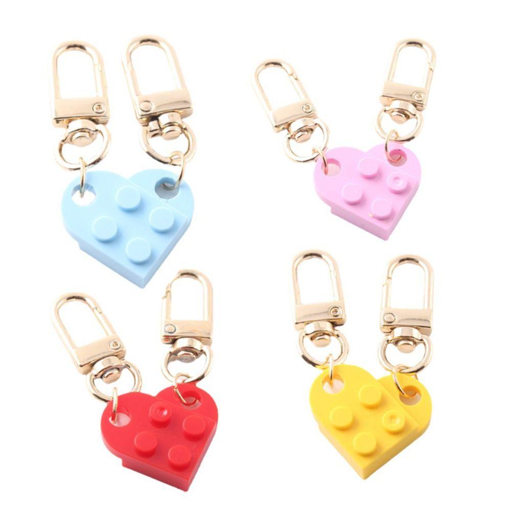 Jewelry Ornaments Heart Key Ring Building Block Key Buckle Love Heart Brick Keychain Key Chain