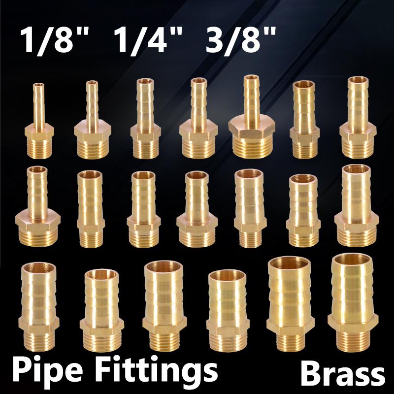 1/8" 1/4" 3/8"Brass Pipe Fitting Barb Tail Male Connector Joint Copper Coupler Adapter Rain Water Filter Agricultural Irrigation