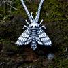 Halloween Dead Head Skull Pendant Women Moth Necklace for Christmas Gift