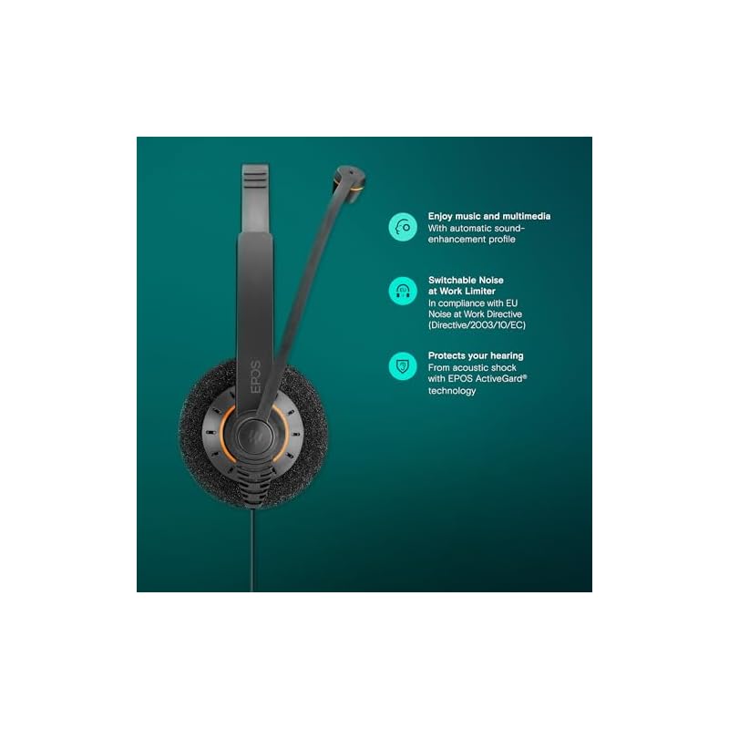EPOS IMPACT SC 60 USB ML Headset - USB Connection, Noise-Canceling Microphone, Stereo Sound, Clear Calls, Microsoft Teams Certified, All-Day Comfort
