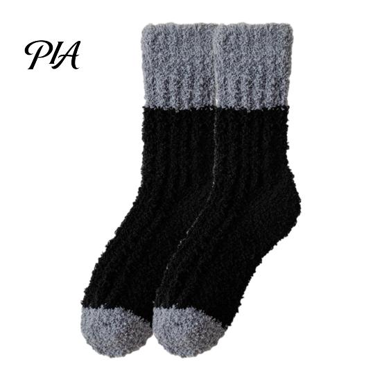 Winter Warm Calf Socks Thickened Long Plush for Women, Coral Fleece Socks, Cold Weather Indoor Thermal Sleep Anti-static Contrast Color Cozy