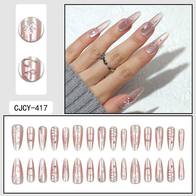 O8 Long Nail Art Tips - European & American High-End Wearable Summer Stickers