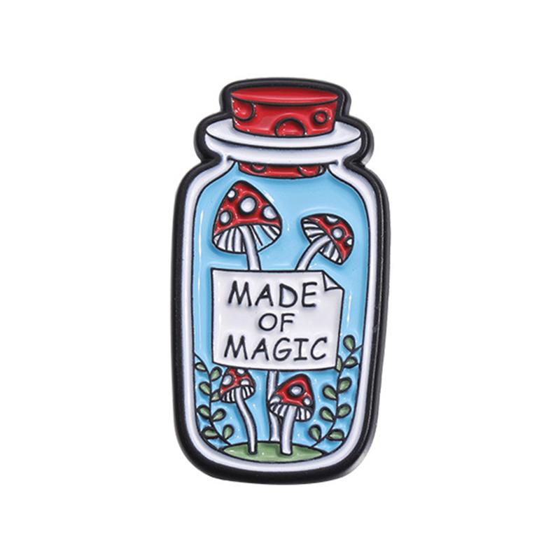Cartoon Wishing Bottle Enamel Pins Marine Creatures Mushroom Planet Starry Bottle Brooches Lapel Badge Jewelry Gifts for Friends