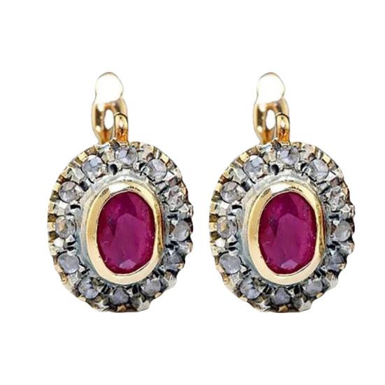 

1 пара красных циркониевых женских сережек овальной формы со стразами, блестящие серьги-клипсы, свадебные украшения