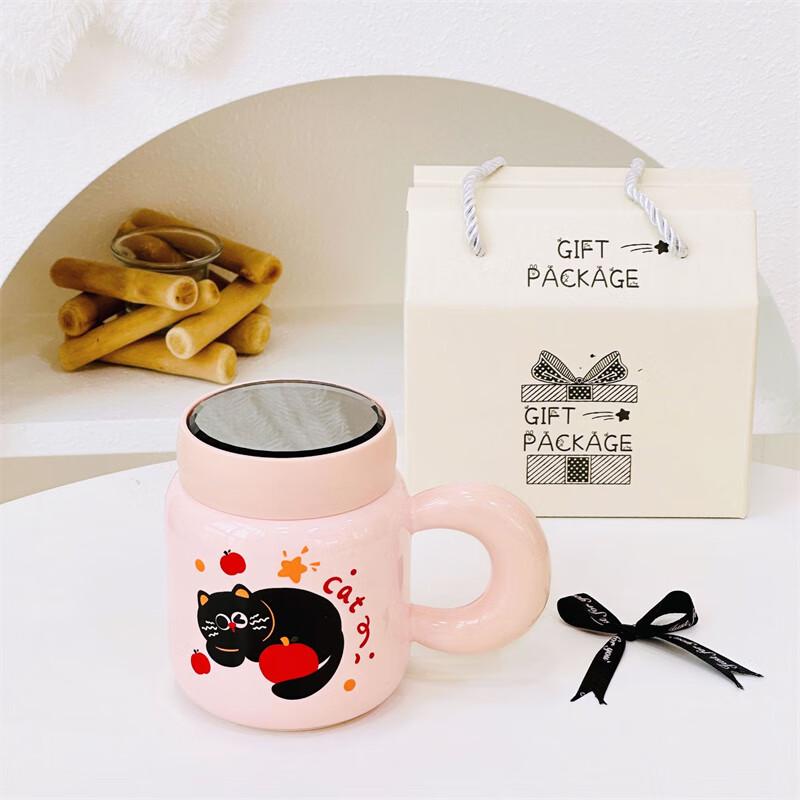 

Adorable Cat Ceramic Couple Mugs with Lids