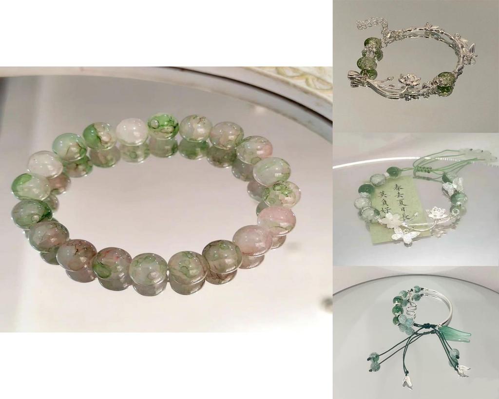 Exquisite New Chinese Style Green Beaded Pendant Bracelet For Women With Unique Design