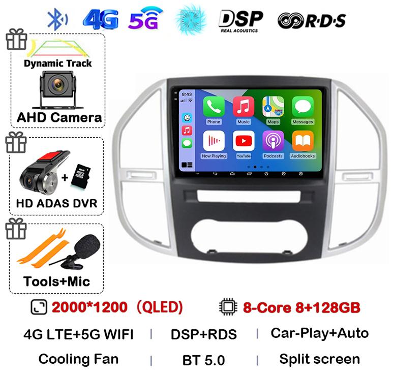 Android 14 Carplay Auto Car Radio For Mercedes Benz Vito W447 2014-2021 Multimedia GPS Video Player 360 Camera Stereo Head Unit