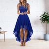 Women's Sleeveless Lace High Low Dress Crew Neck Cocktail Dress Formal Wedding Guest Swing Dress for Evening Party Prom