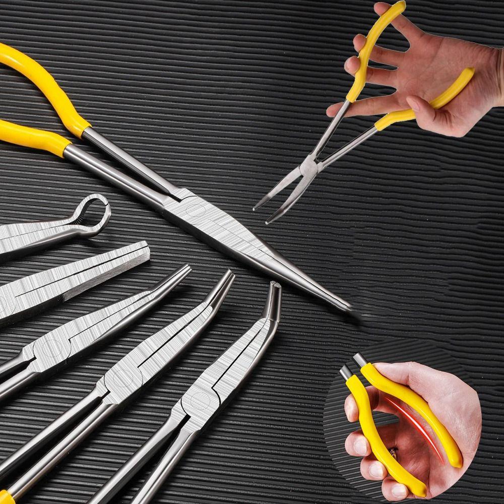 Straight Bent Tip Extra Long Nose Pliers 0/25/45/90 Degree Hand Removal Tools  Mechanics Tools