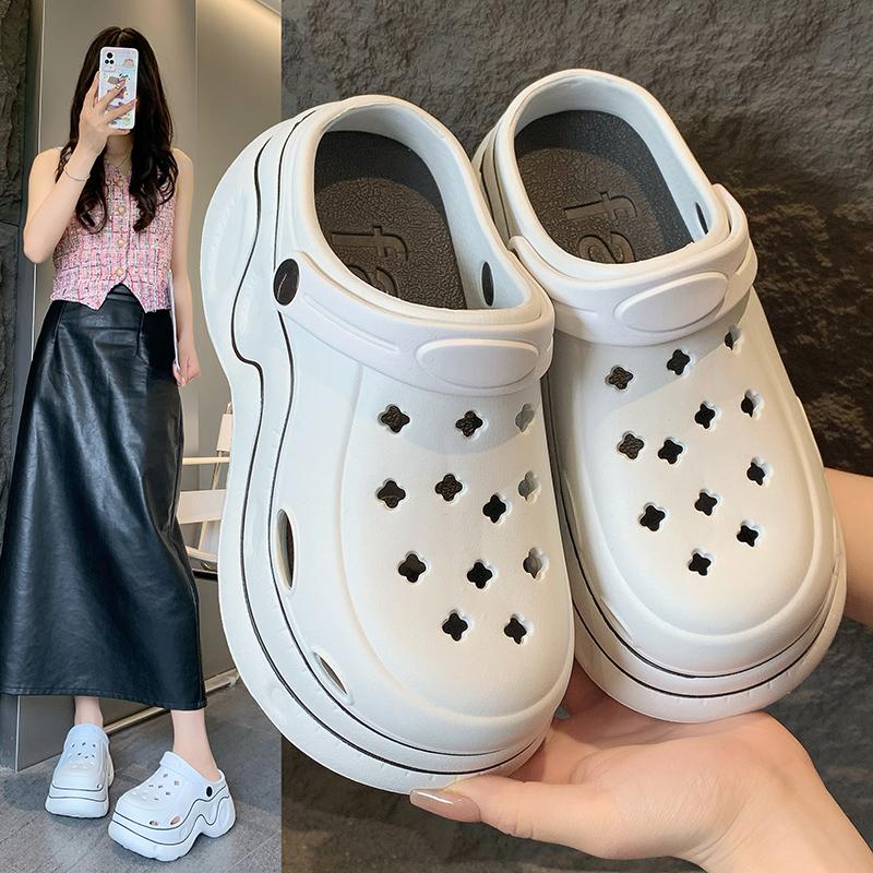 Outer Wear Seaside Baotou Sandal Light Half-Heeled Sandal Women'S Anti-slip Summer For Women Lightweight Everyday