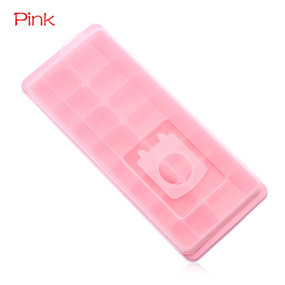 16 Cavity Ice Tray Cube Mold With Lid Non-stick Plastic Mold Drink Jelly Freezer Maker Box Plastic Cover Kitchen Ice Cream Tools
