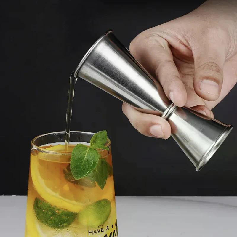 304 Stainless Steel Double-Ended Cocktail Measuring Cup (15/30ml Oz) With Rolled Edge 30/60ml Measuring Glass
