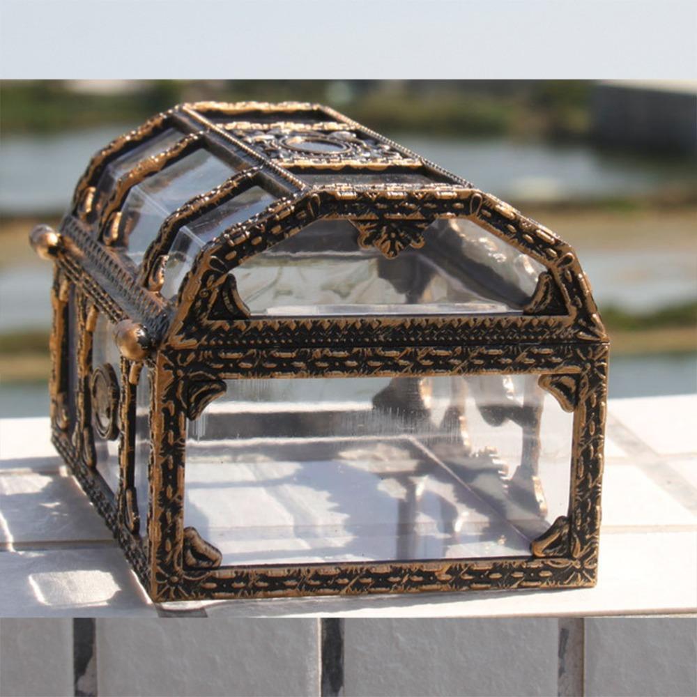 Small Organizer Transparent Treasure Chest Plastic Portable Pirate Chest Decorative Sturdy Gem Box Play