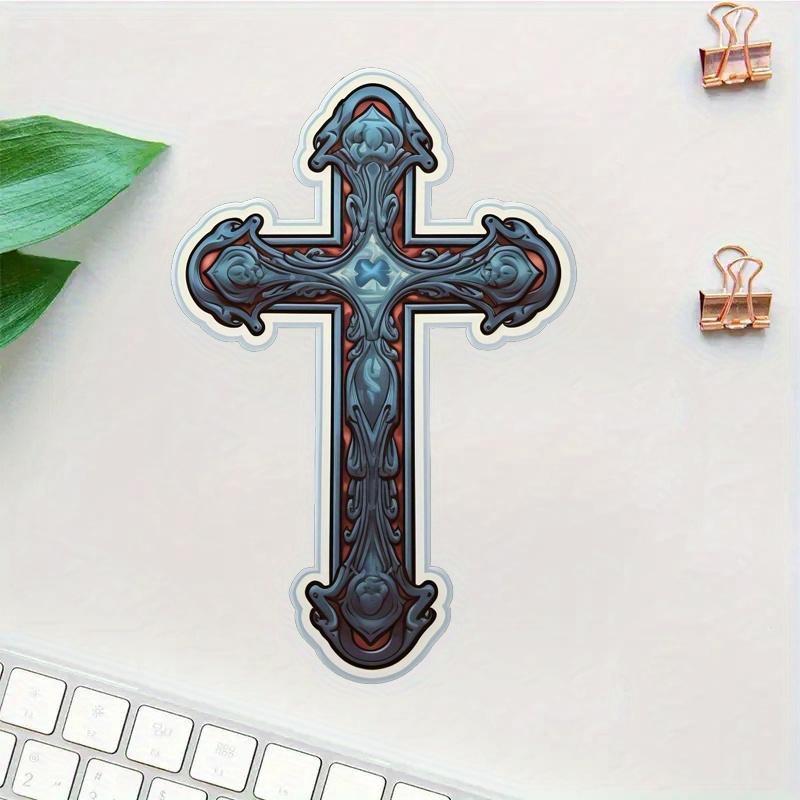 Cross Sticker Durable for Laptop, Car, Luggage, Skateboard & More - Perfect for Teens, Adults, Creative Decor & Gifting