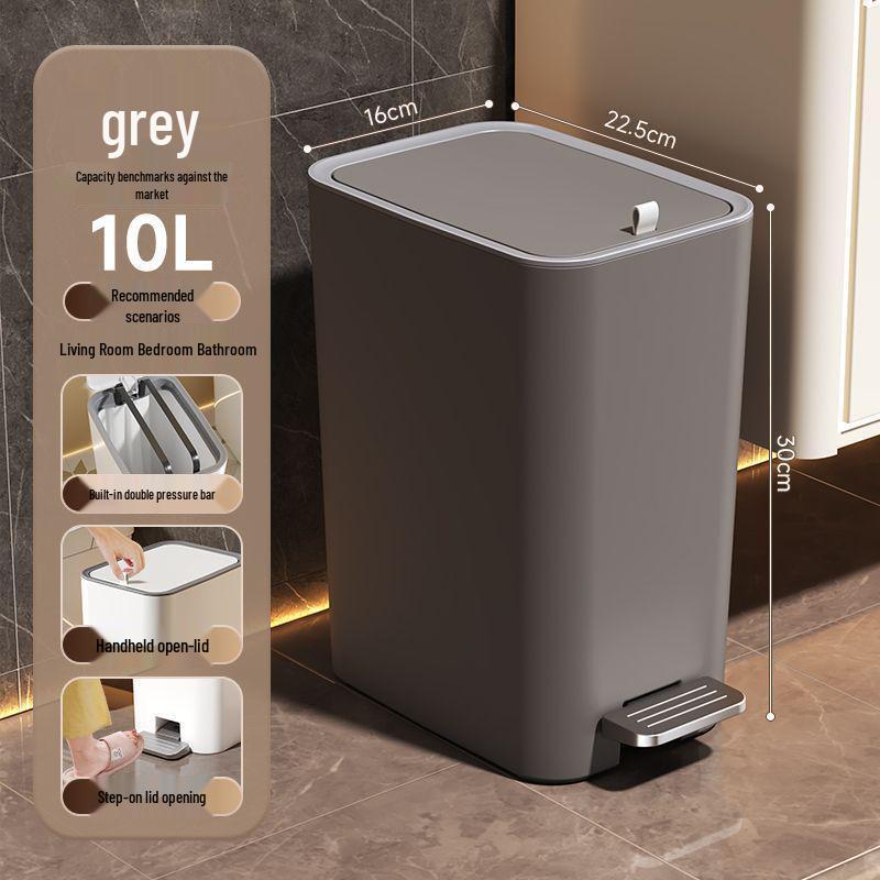 Large Foot-Pedal Bathroom Trash Can with Lid - Odor-Proof and Narrow Design for Home, Kitchen, Bedroom, or Living Room.