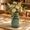 Stabile Schmiedeeisen-Handwerkskunst Vintage Metallmilchkannen-Vase, Bauernhaus-Blumenkübel mit Griffen & Jute Innenfenster-Ausstellungsdekor-Schleife, Shabby Dekorativ