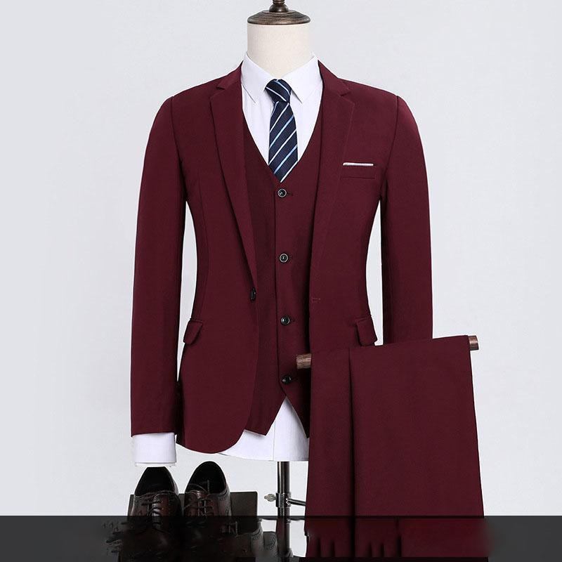 Pánský oblek se dvěma knoflíky (oblek + kalhoty) Pohledný Slim-fit Business Professional Work Formální dvoudílná sada XS-6XL