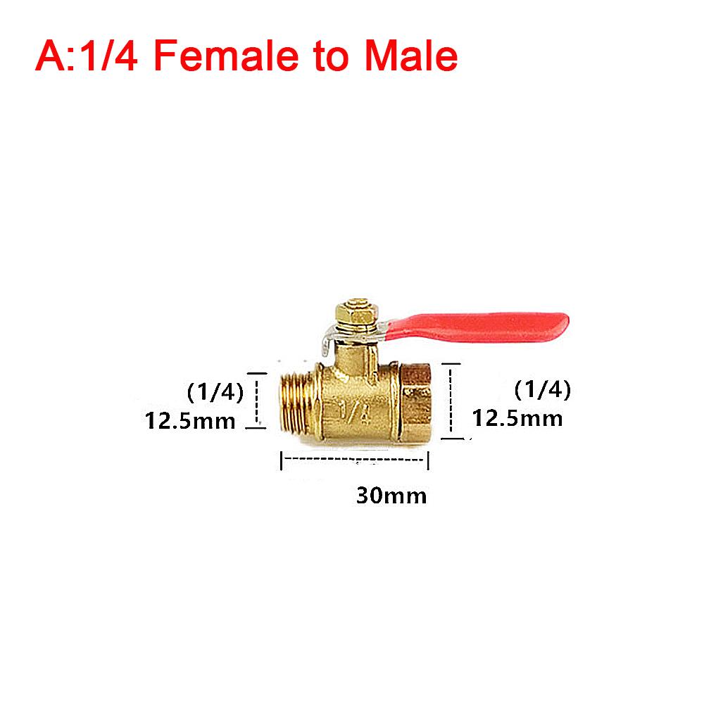 1/4" 1/2" BSP Female Male Thread Two Way Brass Pneumatic Shut Off Ball Valve Pipe Fitting Connector Coupler Adapter