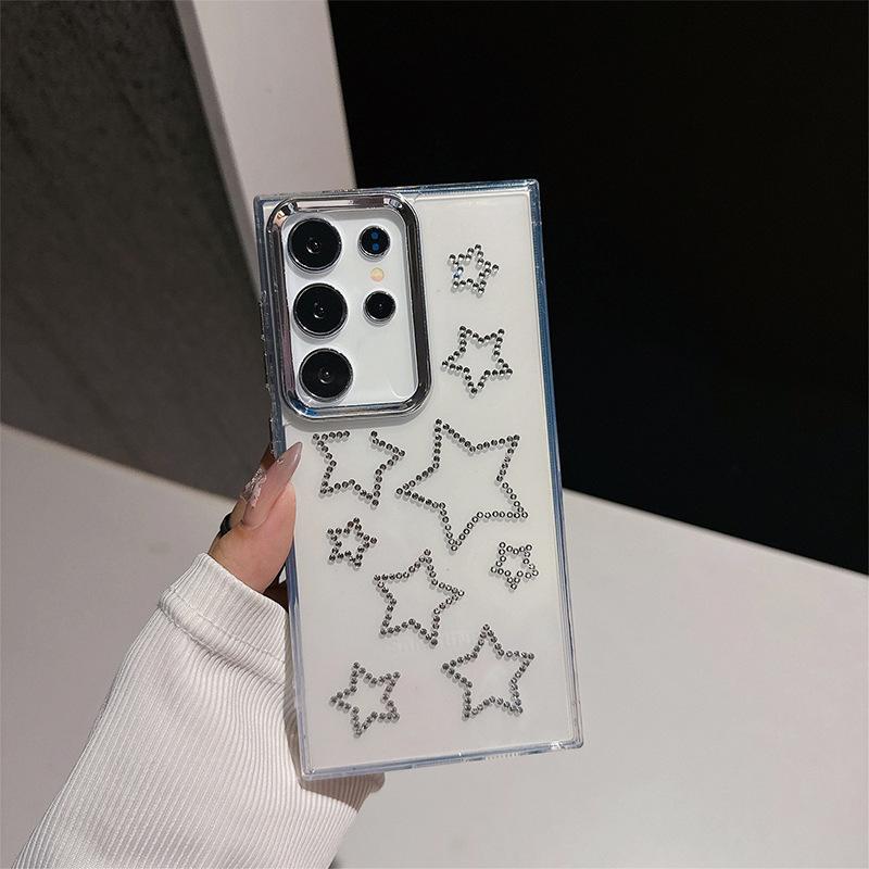 Samsung S25Ultra Mobile Phone Case For S24Fe Transparent Soft Case Flash Diamond Star A16 Women'S Internet Celebrity Case
