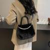 Yogodlns Winter Fashion Faux Fur Crossbody Bags for Women's Gift, Pearl Chain Decor Shoulder Bag, Ladies Handbags Top-handel Bag