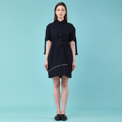 Bunderghost Transform Asymmetrical Zipper Strap Dress (Navy)