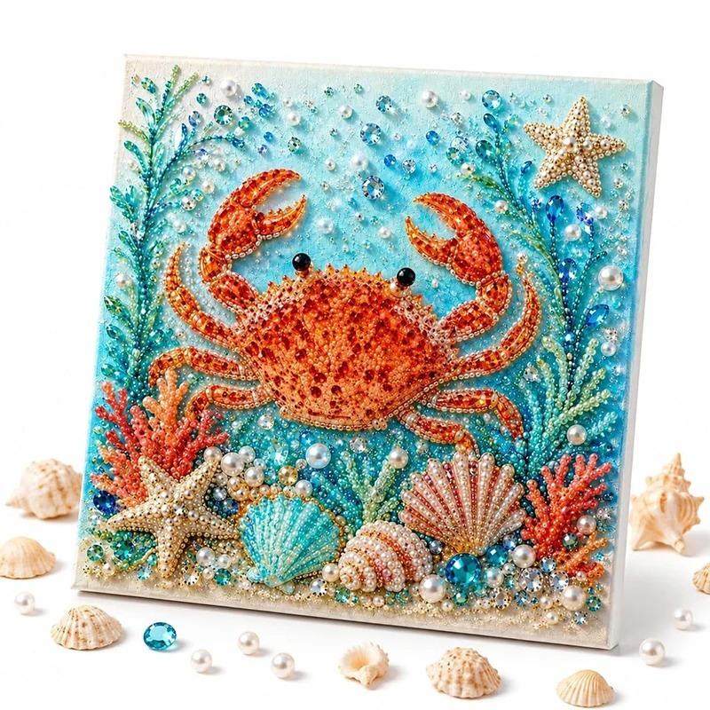 Sparkling Ocean Style Pearl Diamond Dot Art Kit DIY Handcraft Painting Set Coastal Themed Wall Decor Wall Hanging Gift
