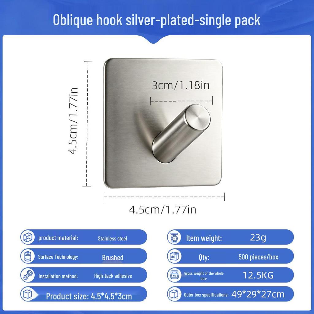 Punch-Free Strong Adhesive 304 Stainless Steel Wall Hook