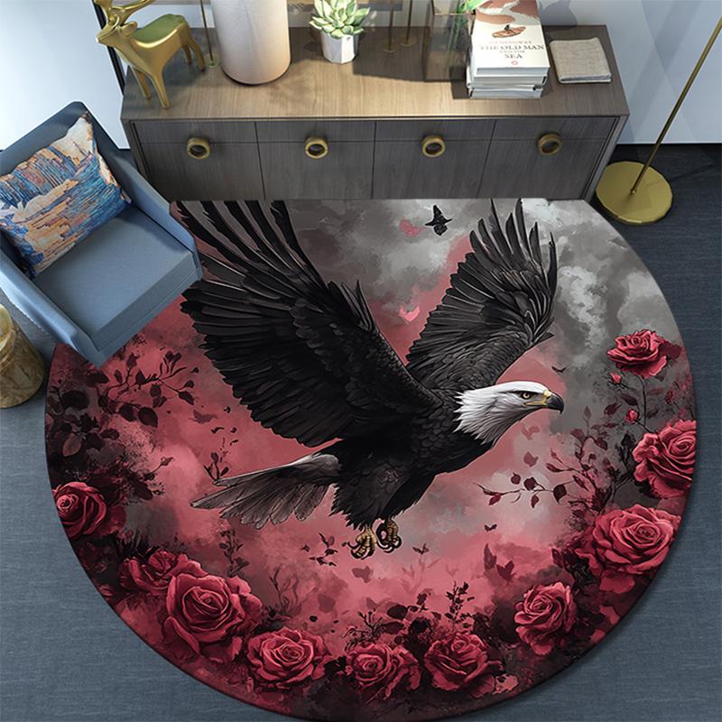 Raven Round Area Rug,Carpet Rug for Living Room Bedroom Sofa Playroom Decor,Non-slip Floor Mat