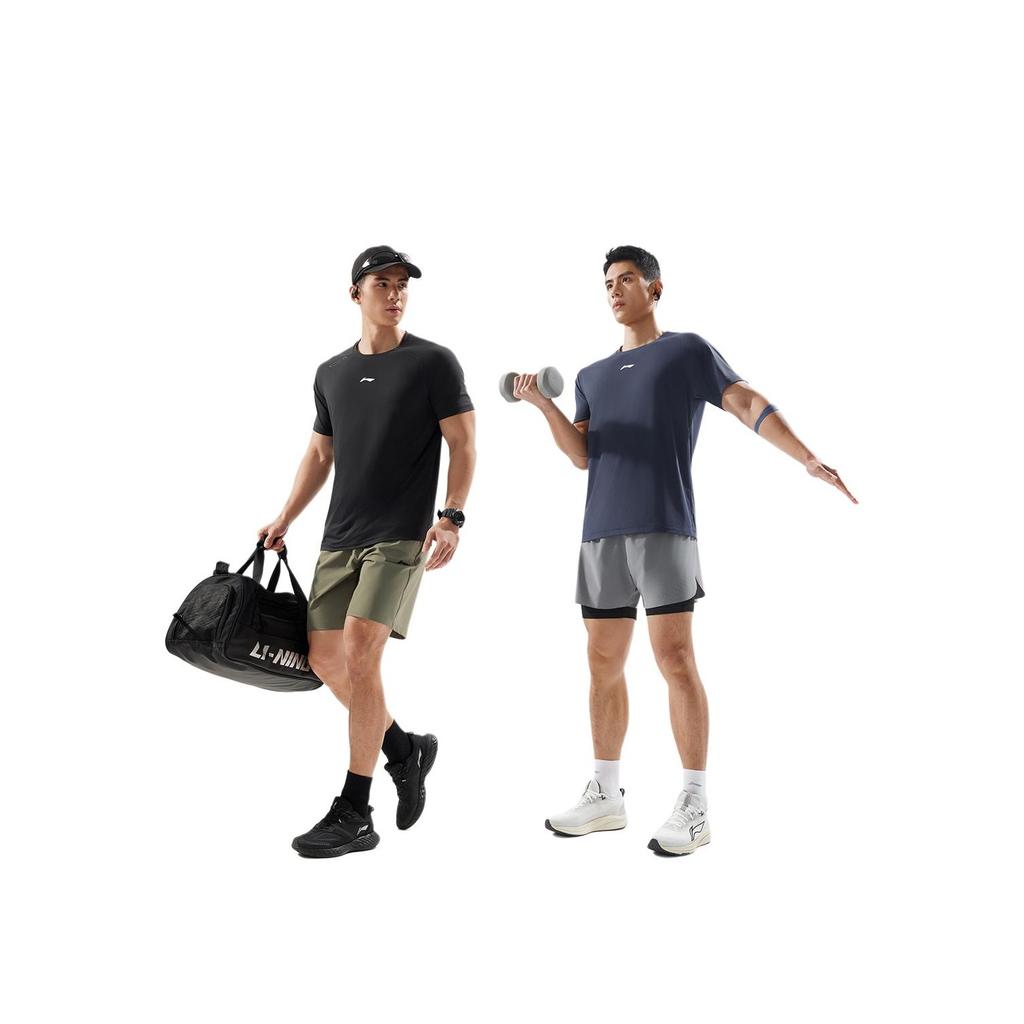 Li-Ning Plain Minimalist Sports Casual Round Neck Pullover Short Sleeve T-Shirt Men Tops Black ATSV071-1