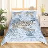 Duvet Cover Compass and Wind Rose Nautical Theme Voyage Words Decorative Bedding Blue White Room Decoration for Women Men Gifts