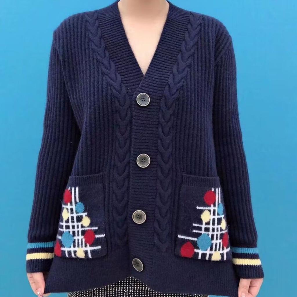 Autumn Winter Women's Knitted Cardigan Sweater Thickened Plus Size Cardigan Jacket V-neck Twist Loose Knitted Short Jacket