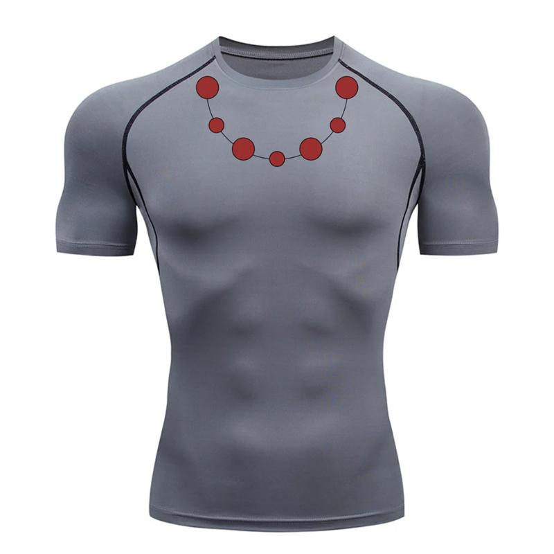 Graphic Print Short Sleeve Compression Shirt for Men Summer Athletic Quick Dry T-shirts Tops Gym Workout Running Training Tees