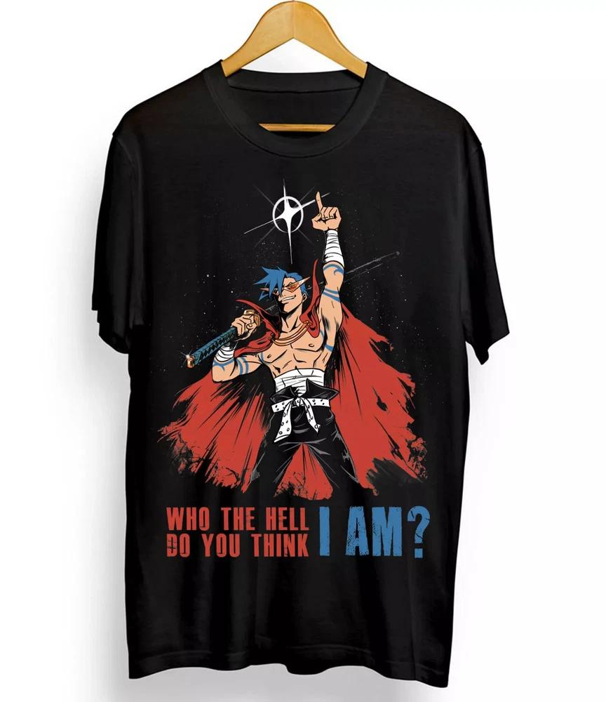Kaminan Tshirt Tengen Toppa Gurren Lagann Gurren Lagann Anime Black Shirt S