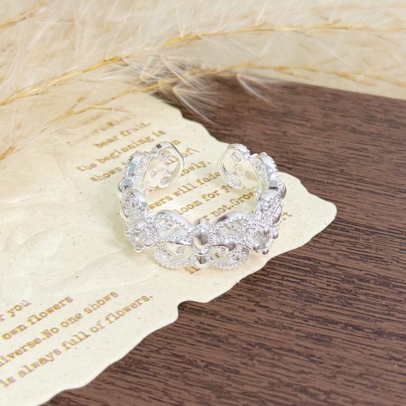 Light Luxury Zircon Small Diamond Open Thin Ring Women'S Simple Niche Design Sense Cold Wind Girlfriend Index Finger Ring