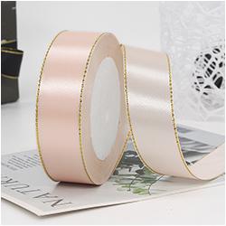 Gift Satin Ribbons Wholesaler 1inch 100% Polyester Christmas Ribbon Gold Wired Edged Satin Ribbon Roll Accept Print Logo