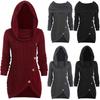 Women's Plus Size High Neck Hooded Knit Sweater with Button Detail
