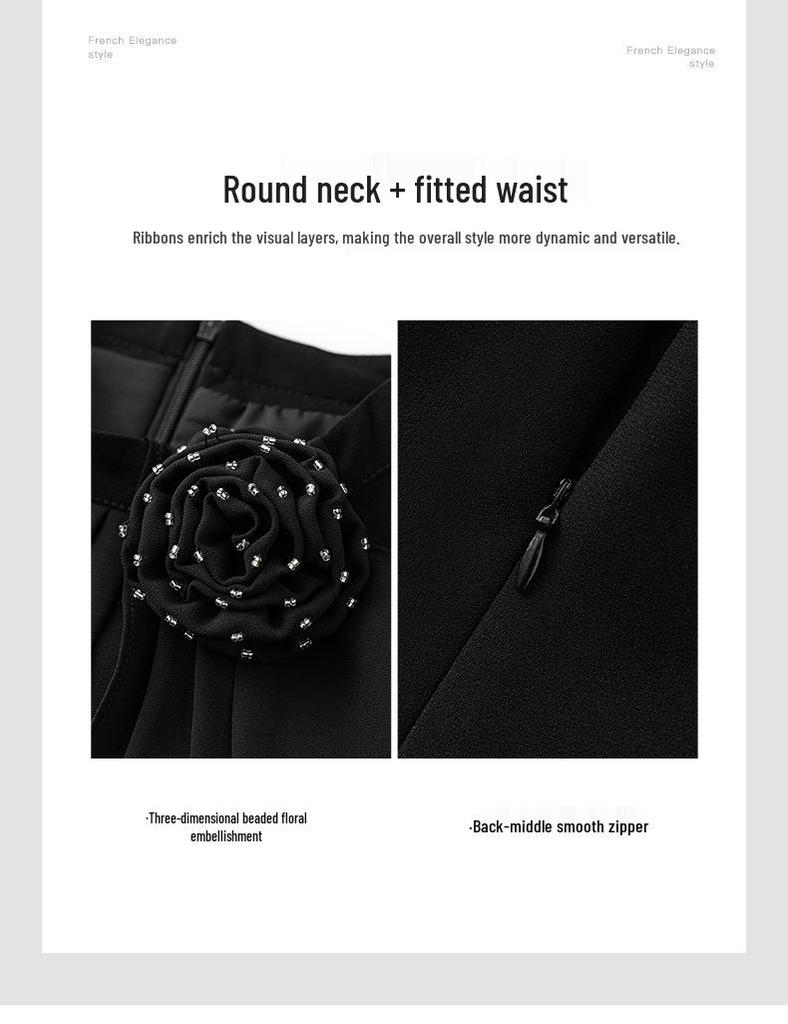 Elegantes High-End Perlen 3D Blumenband Abendkleid, Südol-Mode-Stil