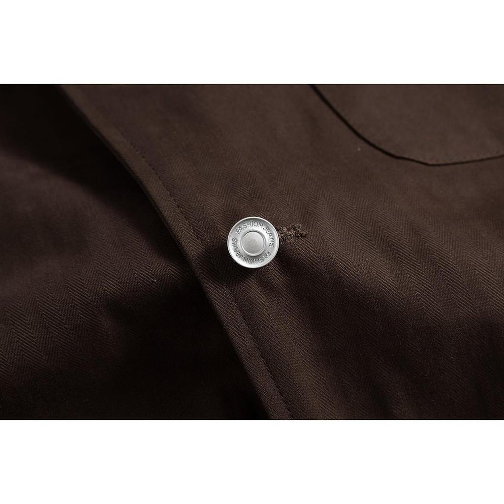 CROWD CITY Men's Cotton Workwear Jacket, Niche Design & Slanted Placket for Spring/Autumn, Y669