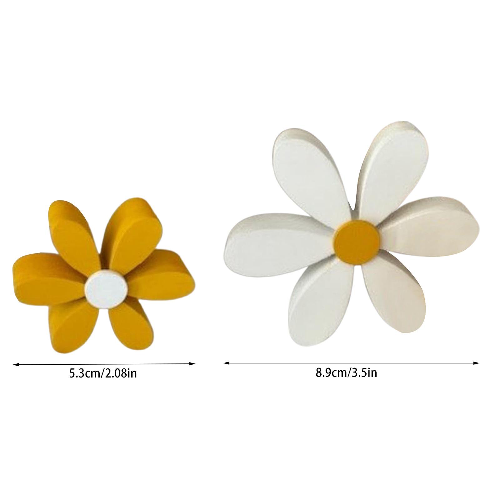 

2pcs Wooden Daisy Spring Decor Set, 3D Floral Tabletop Ornaments, Creative Yellow-White Home Decoration for Festive Display